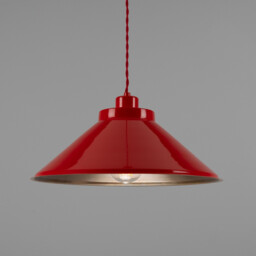 Rio Coloured Dome Pendant Light, Antique Brass, Red - thumbnail 1