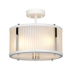 Corona Cylindrical 2 Light Pendant, White Polished Nickel, Frosted Glass - thumbnail 5