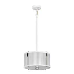 Corona Cylindrical 2 Light Pendant, White Polished Nickel, Frosted Glass - thumbnail 2