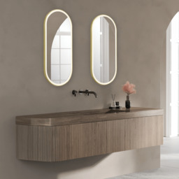 Reflect Oval Illuminated Bathroom Mirror Anodized Gold LED 3000-4000K IP44 Dimmable - thumbnail 2