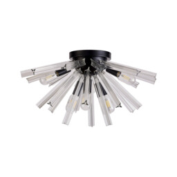 Hornby 6 Light E14, Semi Flush Matt Black, Clear Glass - thumbnail 5