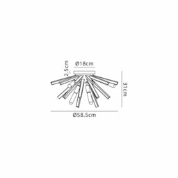 Hornby 6 Light E14, Semi Flush Matt Black, Clear Glass - thumbnail 2