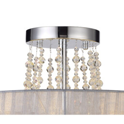 Freida Semi Flush With Grey Shade 6 Light E14 Polished Chrome/Crystal - thumbnail 5