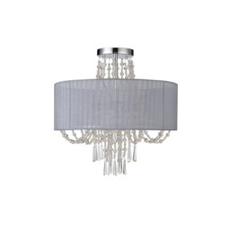 Freida Semi Flush With Grey Shade 6 Light E14 Polished Chrome/Crystal - thumbnail 3