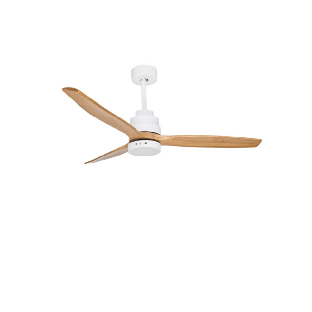 Silky Ceiling Fan Matt White Steel, Glass Oak Wood - image 1