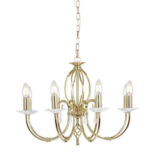Aegean 8 Light Chandelier Polished Brass Finish, E14 - image 1