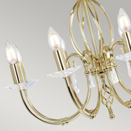 Aegean 8 Light Chandelier Polished Brass Finish, E14 - thumbnail 3