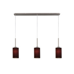 Baymont Satin Nickel 3 Light E27 Linear Pendant, With 12cm Faux Silk Shade, Black - thumbnail 1