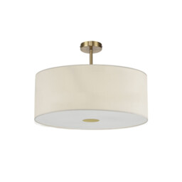 Baymont Antique Brass E27 Semi Flush With 60cm x 22cm Faux Silk Shade, Ivory Pearl/White Laminate - thumbnail 5