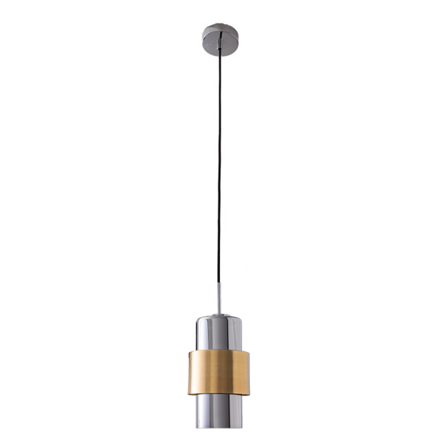 Slimline Slim Pendant Ceiling Light Gold Matt - Chrome Glass 1xE27 - Driver Not Included - image 1