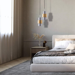 Slimline Slim Pendant Ceiling Light Gold Matt - Chrome Glass 1xE27 - Driver Not Included - thumbnail 2