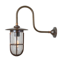 Fabo Outdoor Wall Light, Antique Brass, Crackled Glass, IP65