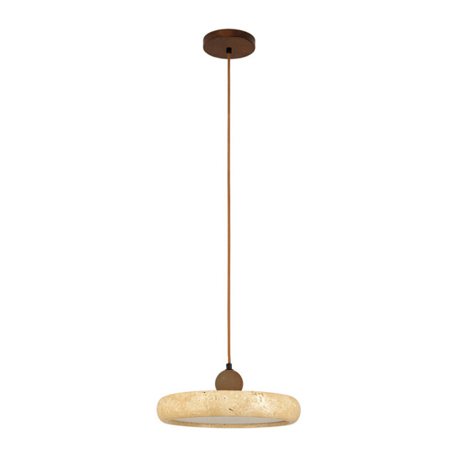 Seren Dome Pendant Ceiling Light Natural Stone-Brown Wood LED 3000K - image 1