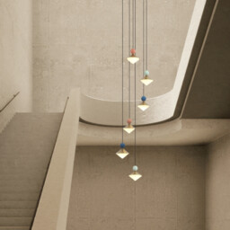 Radiant 6 Light Cluster Pendant Ceiling Light Brass-Beige Red-Pastel Grey Greenpastel Blue LED 3000K Dimmable - thumbnail 2