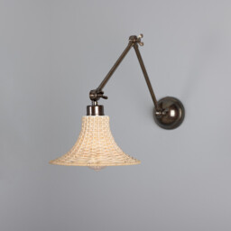 Savannah Rattan Small Wall Light, Antique Brass - thumbnail 1