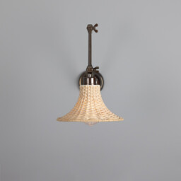 Savannah Rattan Small Wall Light, Antique Brass - thumbnail 2