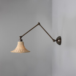 Savannah Rattan Small Wall Light, Antique Brass - thumbnail 3