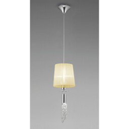 Tiffany Pendant 1+1 Light E27+G9, Polished Chrome With Cream Shade & Clear Crystal - thumbnail 2