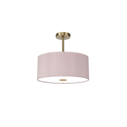Baymont Antique Brass 5 Light E27 Semi Flush With 40cm x 18cm Dual Faux Silk Shade, Taupe/Halo Gold - thumbnail 5