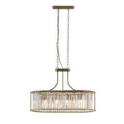 Victoria 5 Light Oval Pendant Antique Brass, Clear Crystal - thumbnail 1
