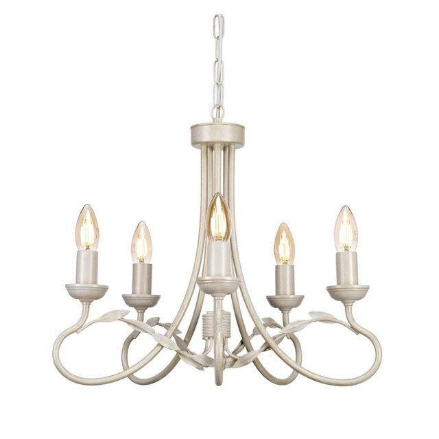 Olivia 5 Light Chandelier Ivory, Gold Finish, E14 - image 1