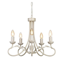 Olivia 5 Light Chandelier Ivory, Gold Finish, E14 - thumbnail 1