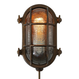 Ruben Outdoor Small Oval Bulkhead, Antique Brass, IP54 - thumbnail 2