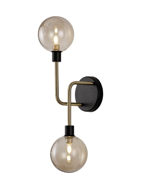 Humphrey Wall Lamp, 2 Light G9, Matt Black, Antique Brass, Cognac Glass - image 1