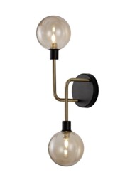 Humphrey Wall Lamp, 2 Light G9, Matt Black, Antique Brass, Cognac Glass - thumbnail 1