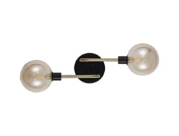 Humphrey Wall Lamp, 2 Light G9, Matt Black, Antique Brass, Cognac Glass - thumbnail 3
