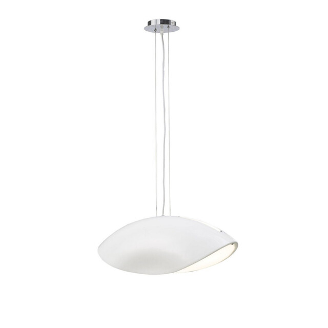 Pasion Rectangular Pendant 4 Light E27, Gloss White/Polished Chrome - image 1