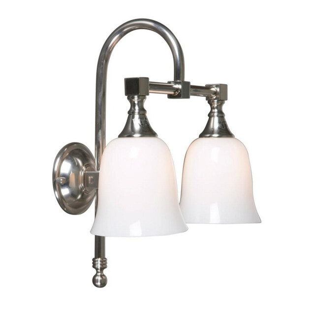 Classic 2 Light Bathroom Wall Light Satin Nickel IP44