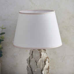 Layered Leaf Ivory Crackle Glaze Table Lamp with Vintage White Fabric Ivy Shade 35cm B22 - thumbnail 5