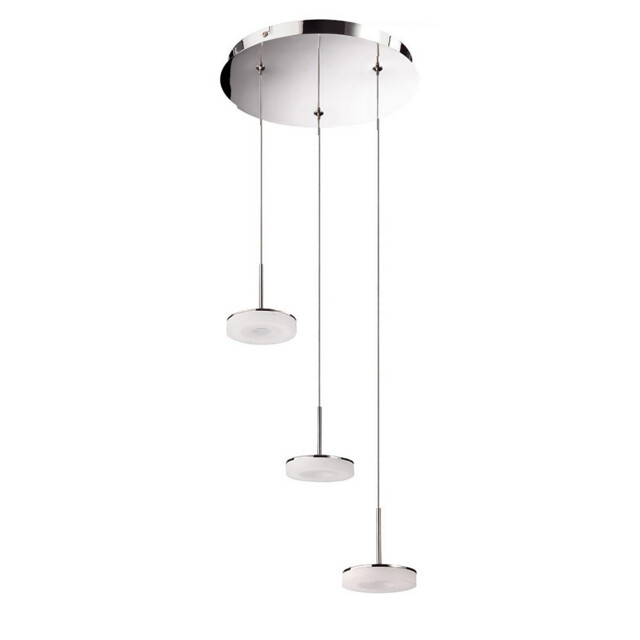 Nimbus 3 Drop Pendant 3 Light 15W LED 3000K, 1350lm, Polished Chrome/Frosted Acrylic, 3yrs Warranty - image 1