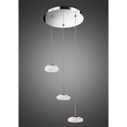 Nimbus 3 Drop Pendant 3 Light 15W LED 3000K, 1350lm, Polished Chrome/Frosted Acrylic, 3yrs Warranty - thumbnail 2