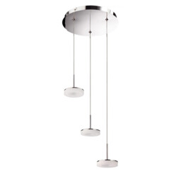 Nimbus 3 Drop Pendant 3 Light 15W LED 3000K, 1350lm, Polished Chrome/Frosted Acrylic, 3yrs Warranty - thumbnail 1