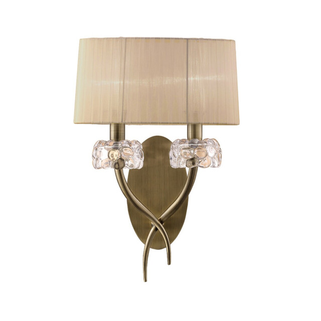 Loewe Wall Lamp Switched 2 Light E14, Antique Brass With Soft Bronze Shade - image 1