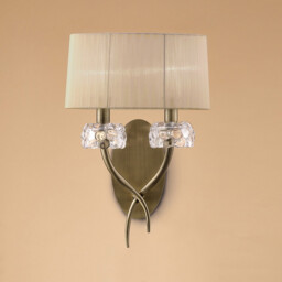 Loewe Wall Lamp Switched 2 Light E14, Antique Brass With Soft Bronze Shade - thumbnail 2
