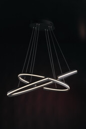 CLARKE LED 2 Ring Pendant Ceiling Light Black 6600lm 3000K 120x60+80x40cm - thumbnail 5