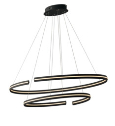 CLARKE LED 2 Ring Pendant Ceiling Light Black 6600lm 3000K 120x60+80x40cm - thumbnail 2