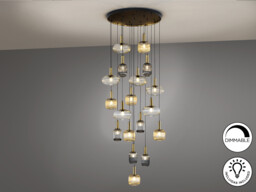 Norma Cluster Pendant Ceiling Light Black, Brass 18xE27 870lm - thumbnail 5