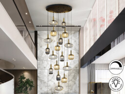 Norma Cluster Pendant Ceiling Light Black, Brass 18xE27 870lm - thumbnail 1