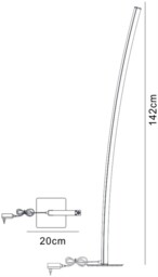 Surf Floor Lamp 23W LED Satin Nickel, Polished Chrome 3000K, 1590lm, - thumbnail 2