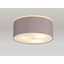 Baymont Polished Chrome 3 Light E27 Flush Ceiling With 50cm x 20cm Faux Silk Shade, Grey/White Laminate - thumbnail 2