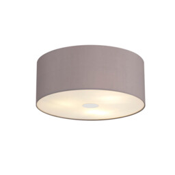 Baymont Polished Chrome 3 Light E27 Flush Ceiling With 50cm x 20cm Faux Silk Shade, Grey/White Laminate - thumbnail 1