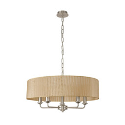 Banyan 5 Light Multi Arm Pendant With 60cm x 15cm Organza Shade Satin Nickel/Soft Bronze - thumbnail 5