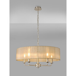 Banyan 5 Light Multi Arm Pendant With 60cm x 15cm Organza Shade Satin Nickel/Soft Bronze - thumbnail 2