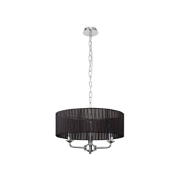 Banyan 3 Light Multi Arm Pendant With 45cm x 15cm Organza Shade Polished Chrome/Black - thumbnail 5