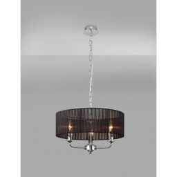 Banyan 3 Light Multi Arm Pendant With 45cm x 15cm Organza Shade Polished Chrome/Black - thumbnail 2