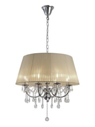 Olivia Ceiling Pendant with Soft Bronze Shade 8 Light Polished Chrome, Crystal - thumbnail 1